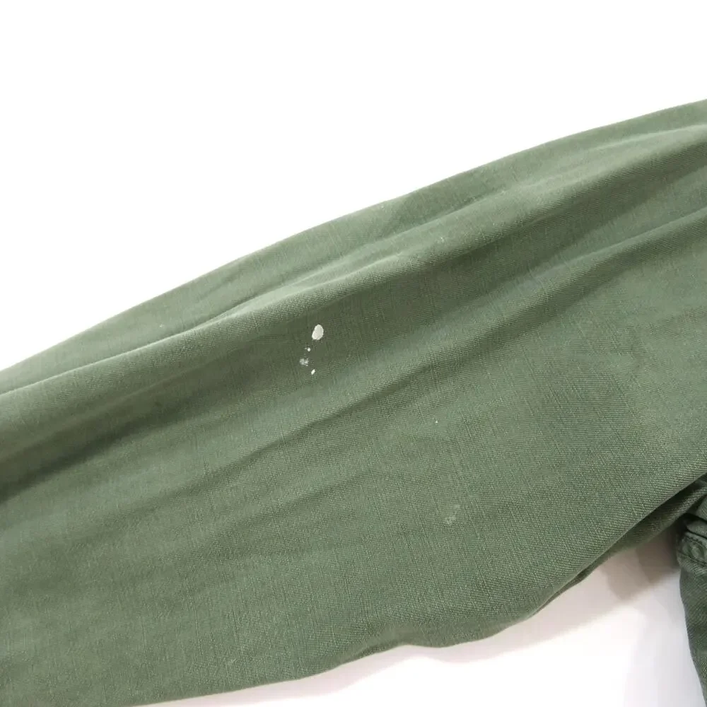 Army Cotton Sateen Shirt, Utility Button Down, Green, Sz M? 1960s